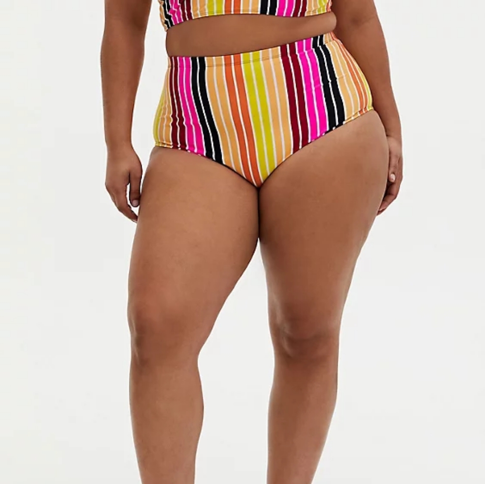Torrid Multi Stripe High Waist Swim Bottom